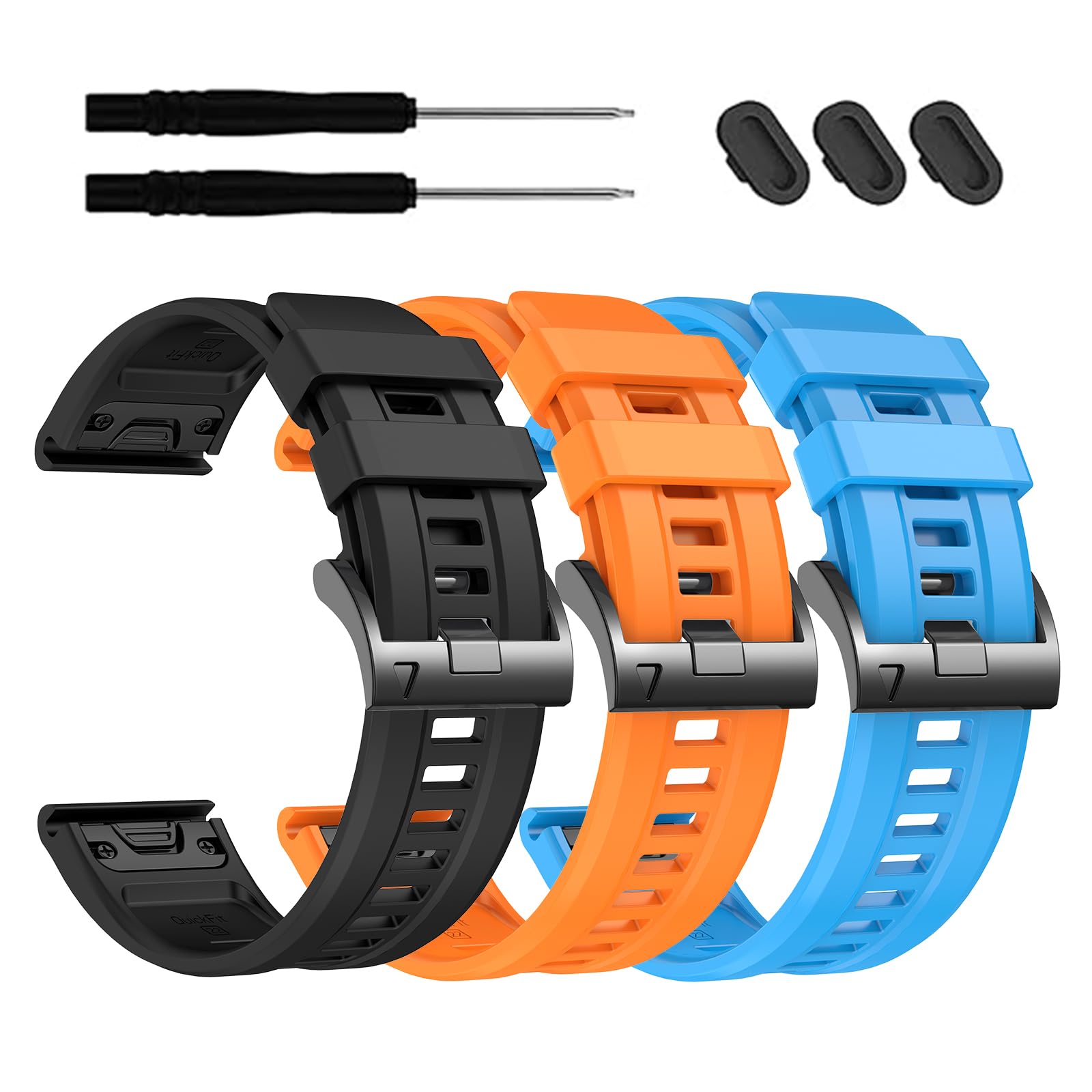 EZMVZKU 26mm Watch Straps Compatible with Garmin Fenix 8 AMOLED 51mm/7X Pro/7X/6X Pro/6X/5X Plus/5X, QuickFit Sport Silicone Watchband Replacement for Enduro 3/2/Descent Mk3i 51mm/Mk2i/Epix Pro 51mm