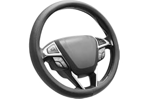 SEG Direct Car Steering Wheel Cover Universal Standard-Size 37-39 cm (14 1/2" - 15"), Microfiber Leather