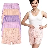 WYCFBD 5pcs Seniors Women's Cotton Underwear Boxer Briefs Loose Soft Panties Shorts Full Coverrage Boxer Briefs