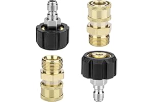 PETUTU Pressure Washer Adapter Set, 2 Pair M22 (M22-14MM) 1/4'' Quick Connect, Pressure Washer Quick Connect, it's fitting 1/4inch nozzle or spray gun, Washer Hose, not fit 3/8inch, 5000 PSI…