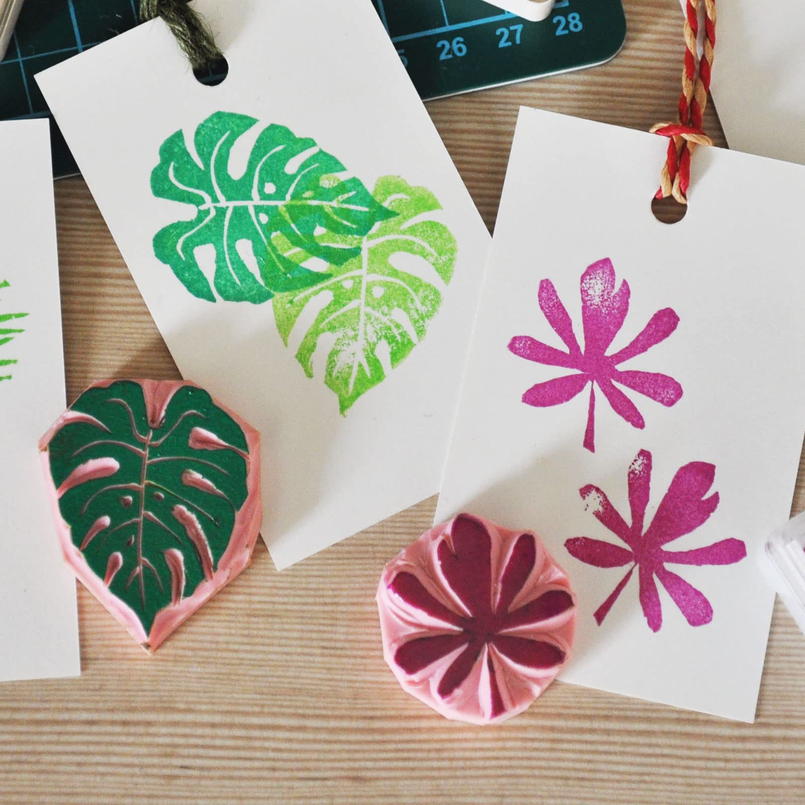 CertBuy 30 Pack Print Making Linoleum, Pink Speedy Carve Block, Round Print Blocks for Stamping, Rubber Carving Blocks for Printing, Soft Rubber Crafts, Linocut Block