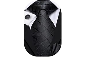 Hi-Tie Mens Plaid Ties Classic Paisley Necktie with Handkerchief Cufflinks Set Business Stripe Tie