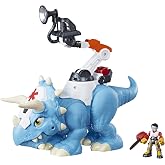 Playskool Chomp Squad Doc Tops and Sam Scrubs, Triceratops Dinosaur Toy and Hero Action Figure, Ambulance Toy for Kids 3 Years and Up