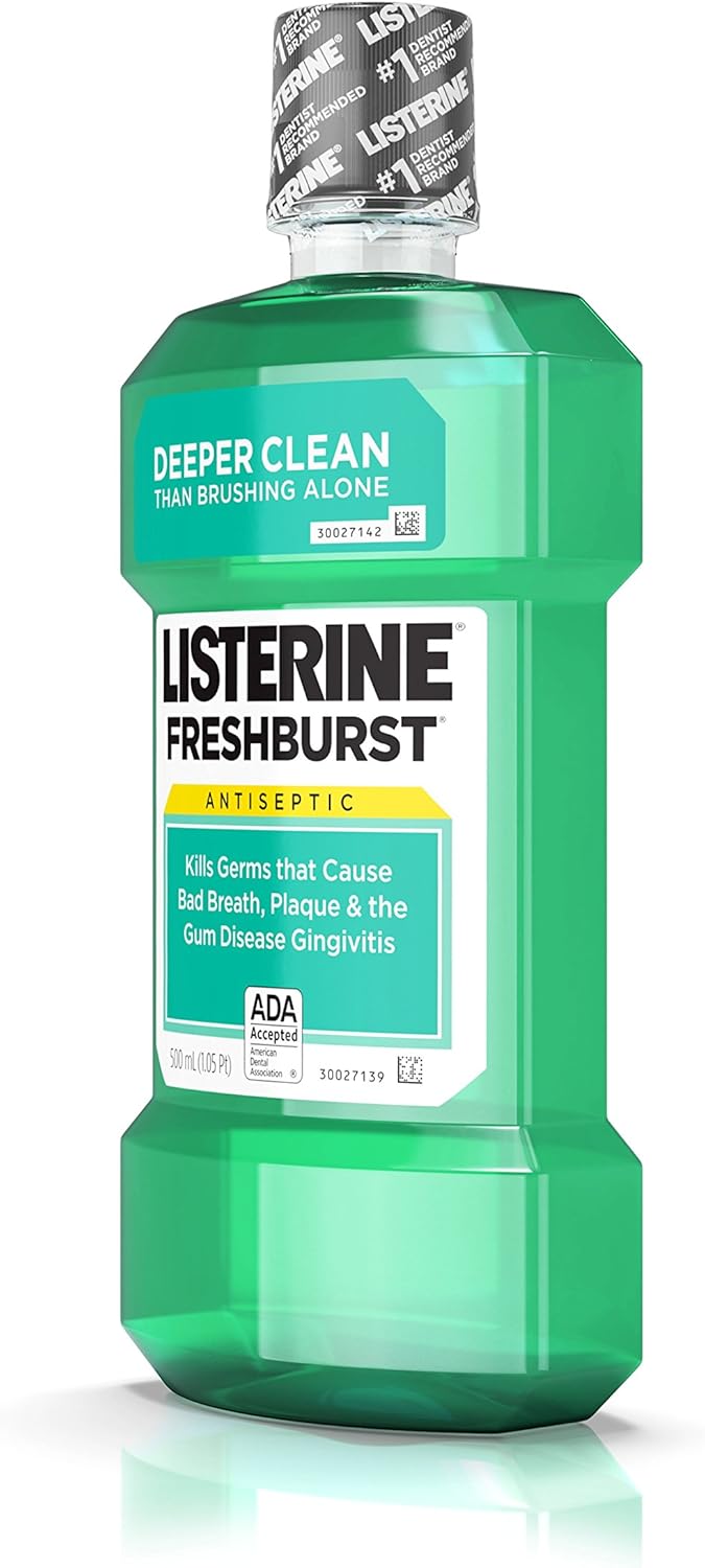 Listerine Freshburst Antiseptic Mouthwash with Germ-Killing Oral Care Formula to Fight Bad Breath, Plaque and Gingivitis, 500 mL: Health & Personal Care