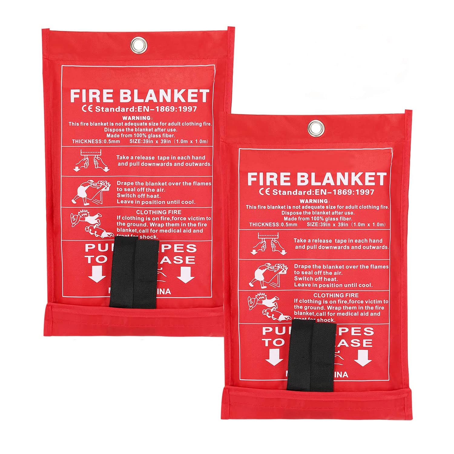 SAINUOD Fire Blanket Emergency for Kitchen, Suppression Flame Retardant Safety Blanket for Home, School, Fireplace, Grill, Car, Office, Warehouse (Fire Blanket 2 Pack)