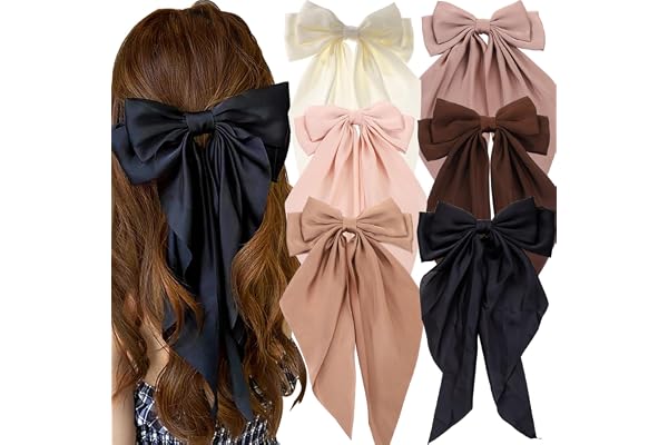Seneeel 6 PCS Oversized Hair Bows, Big Bows for Girls and Women, Hair Ribbons