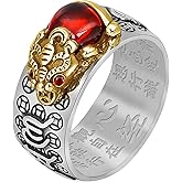 HJ HUAJ Feng Shui Ring Feng Shui PiXiu Mantra Ring PiXiu Rings Amulet Lucky Wealth Buddhist Jewelry Adjustable Ring for Women