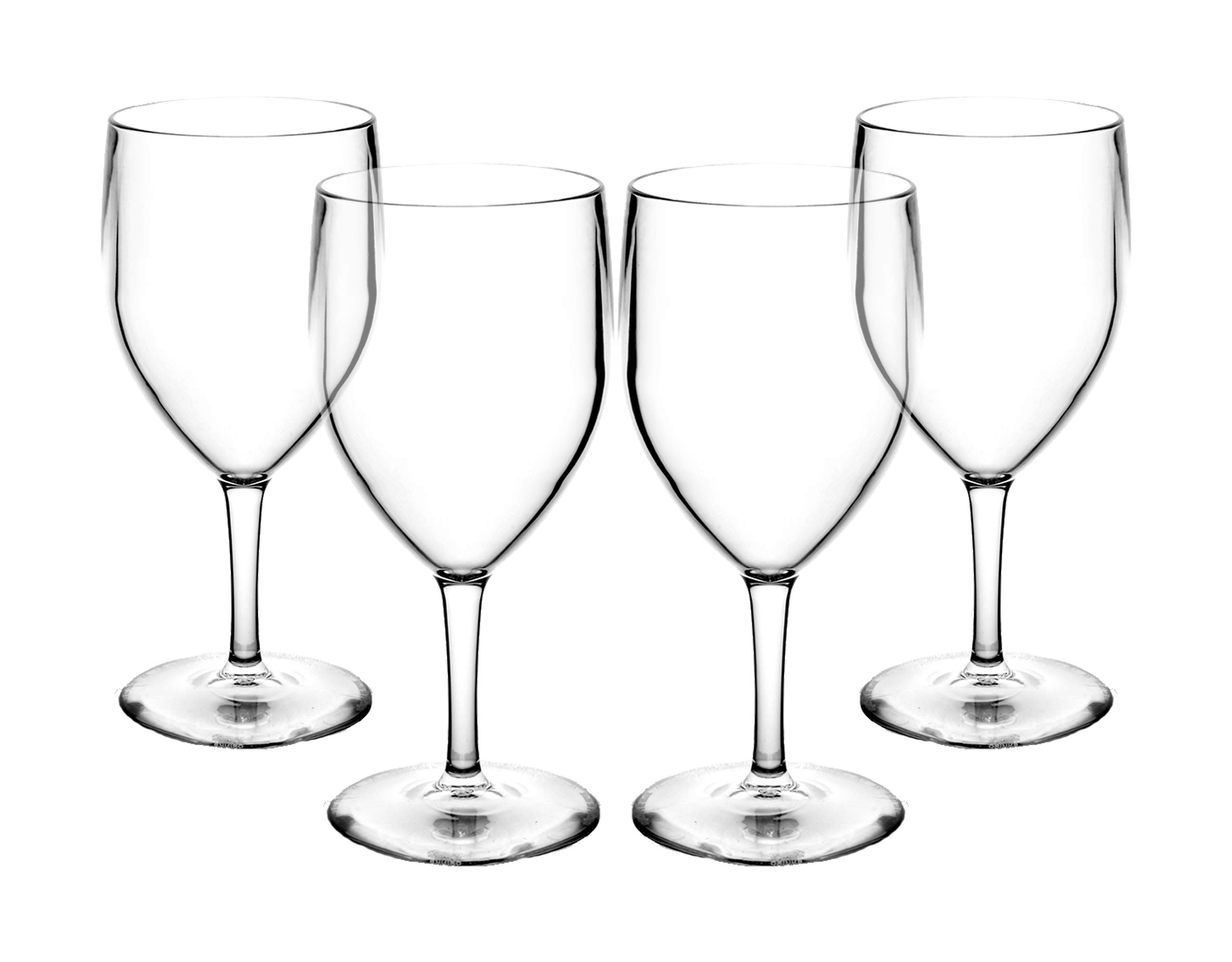 Set of Unbreakable Reusable Polycarbonate Plastic Large Wine Glasses (310ml to Rim Height 18.8cm, Max Diameter 8.1cm) Realistic Alternative to Glass Made in UK(4)