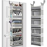 roomtalk Over The Door Organizer 5-Shelves and 10 Side Pockets, Over The Door Storage for Bathroom Bedroom Nursery, Hanging Door Organizer for Baby Diapers and Kids Toys (13"x5"x44", Grey)