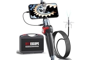 Ralcam Articulating Borescope, 2-Way 180° Inspection Camera with 8.5mm Lens IP67 Waterproof Probe, 10 Adjustable LED Light, Endoscope Compatible with Android & iPhone, 5.0FT/1.5M Semi-Rigid Cable