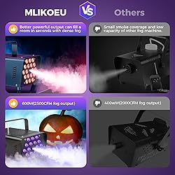 MLIKOEU Fog Machine Smoke Machine, 18 LED Lights
