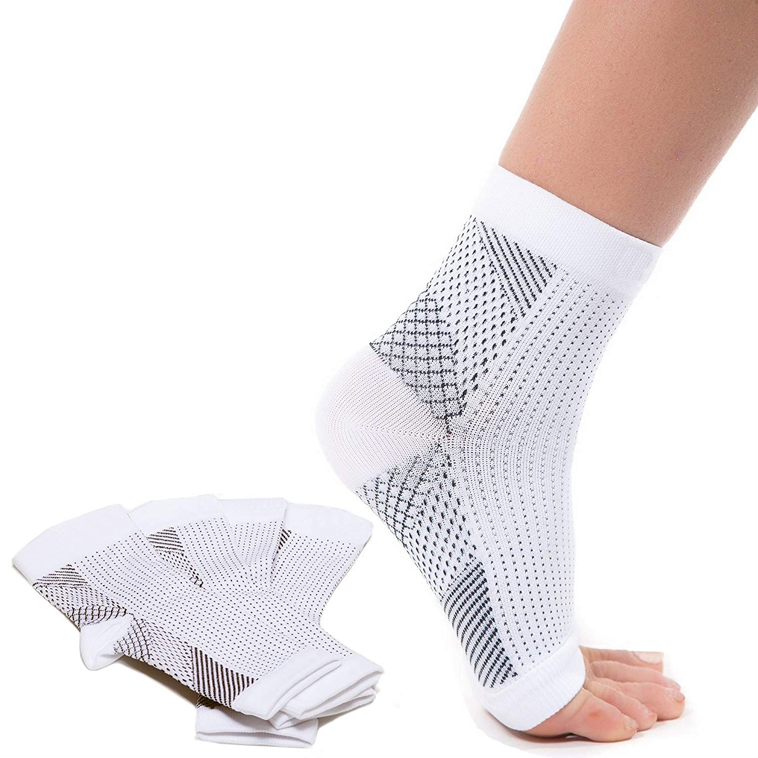 2 Pairs Plantar Fasciitis Socks with Arch Support, Foot Care Compression Sleeve, Eases Swelling & Heel Spurs, Ankle Brace Support, Relieve Pain Fast