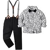 Baby Boys Pants Sets, Infant Long Sleeve Shirt + Pants + Bow Tie + Suspenders,Toddler Gentleman Outfits
