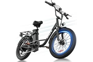 URLIFE 20"*3.0 Fat Tire Electric Bike for Adults, 48V Removable Battery, 80-Mile, 7-Speed & Suspension, Adjustable Seat for Adults and Teens