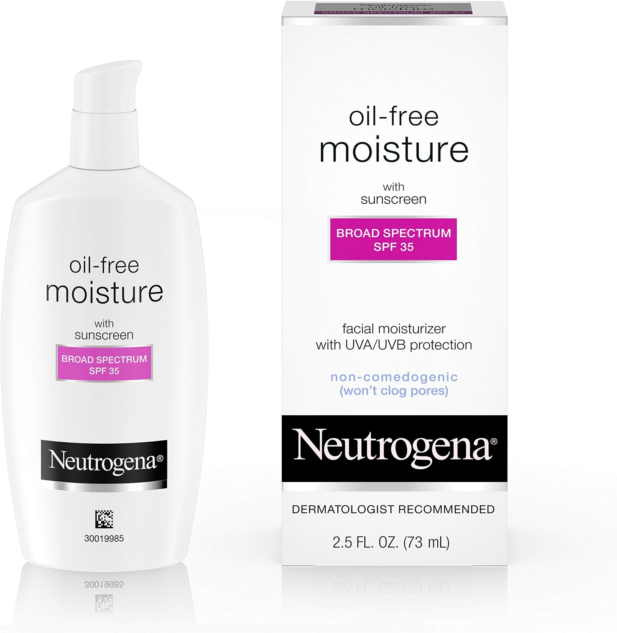 Neutrogena Oil-Free Daily Long Lasting Facial Moisturizer & Neck Cream with SPF 35 Sunscreen & Glycerin, Non-Greasy, Oil-Free & Non-Comedogenic Face Moisturizer, 2.5 fl. oz
