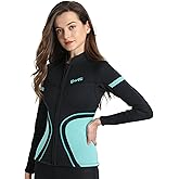 GoldFin Wetsuit Top Women, Womens 2mm Wetsuits Neoprene Long Sleeve Jacket Keep Warm for Water Aerobics Swim Dive Surf