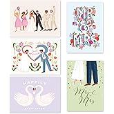 Wedding Cards for the Bride and Groom with Envelopes 5”x7”, Pack of 10 Assorted Cards, Blank Notes for Wedding Congratulations Card Bridal Showers Engagement Parties, Chic Designs with Real Gold Foil