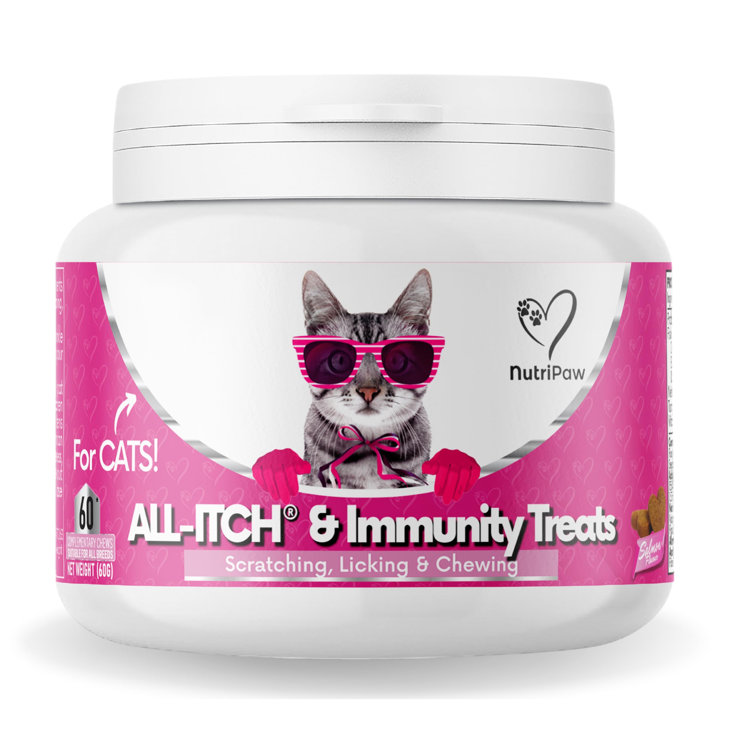 NutriPaw All-Itch Immunity Treats For Cats - Soothe Itchy Paws, Eyes, Ears, Skin - Stop Itching, Licking, Scratching & Excessive Grooming breeds - Supports Seasonal Itching