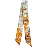COtheSumay 100% Mulberry Silk Scarf for Handbags,Bags, and Purses,1Pcs 2"x35" Hair Ribbon Skinny Neck Scarves for Women