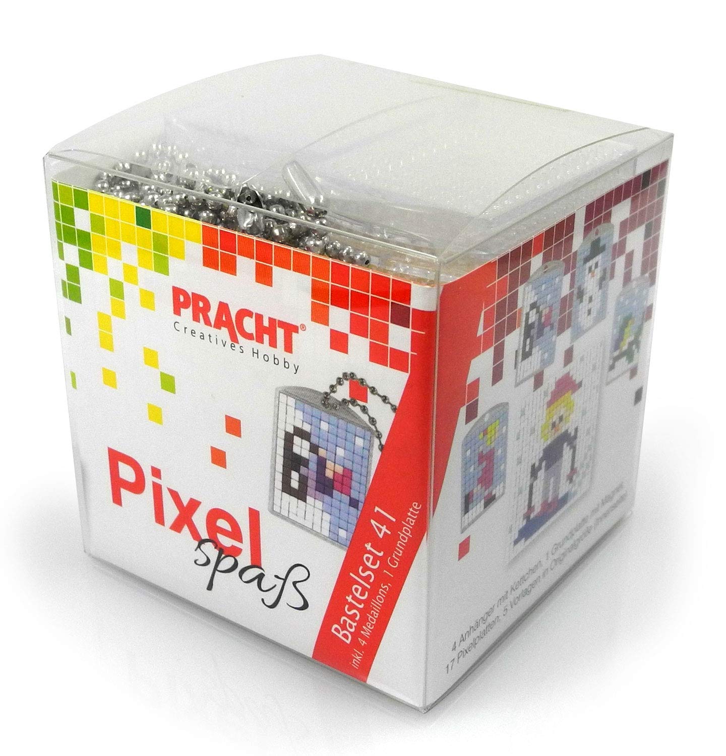 Pracht Creatives Hobby Pixel P90079-63501 Fun Craft Set 41, for Designing 4 Key Rings and 1 Base Plate, Easy Plug-In System, No Ironing or Gluing, Stones Made of Organic Plastic