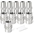 GASHER 10PCS 304 Stainless Steel Pipe Fitting, Hex Nipple Hex Coupling, 1/8" x 1/8" NPT Male Thread Pipe, 1/8Inch x 1/8Inch NPT Female Thread Pipe