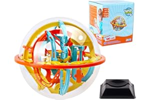 CARLERAIT Maze Ball, 3D Interactive Maze Sphere Game (18cm,7.1’’) with 100 Obstacles Labyrinth Puzzle Ball Kids Education Toys Magical Brain Teasers Boy Gifts