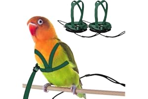 HOKABLE 2 pcs Pet Parrot Bird Harness and Leash, Adjustable Training Design Anti-Bite, Outdoor Flying Training Rope Kit for Bird Parrots Fits Birds Chest Between35-62cm /13.78-24.41inch - L (Green