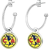 Simran International Inc. Club America Hoop Post Earrings with Logo Charm