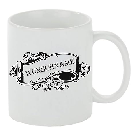 crealuxe Kaffeebecher Wunschname Name Schnörkel Namenstasse Kaffeetasse mit Motiv, Bedruckte Tasse mit Sprüchen oder Bildern 