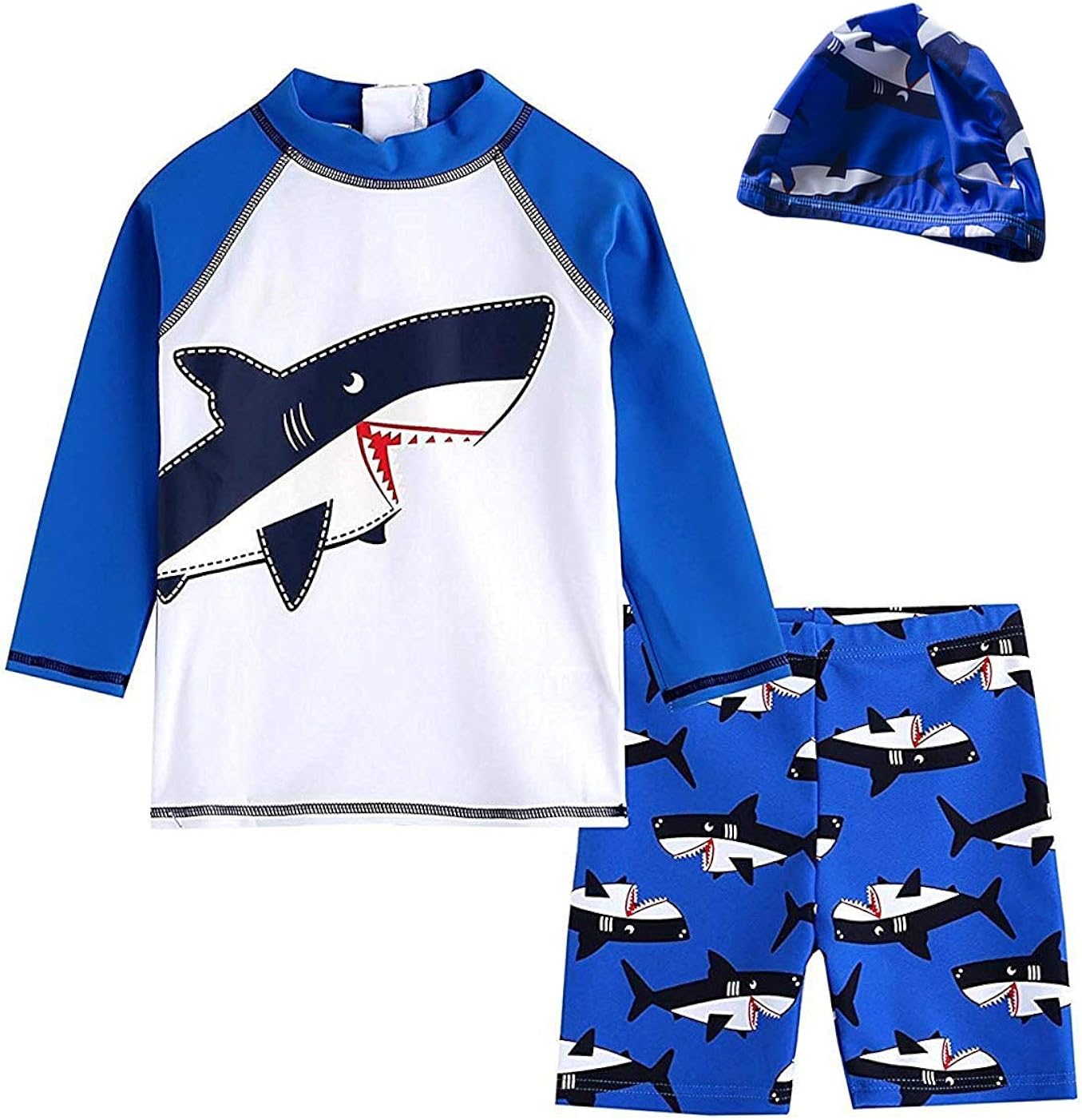 Baby Boys Two Piece Rash Guard Swimsuits Kids Long Sleeve Sunsuit