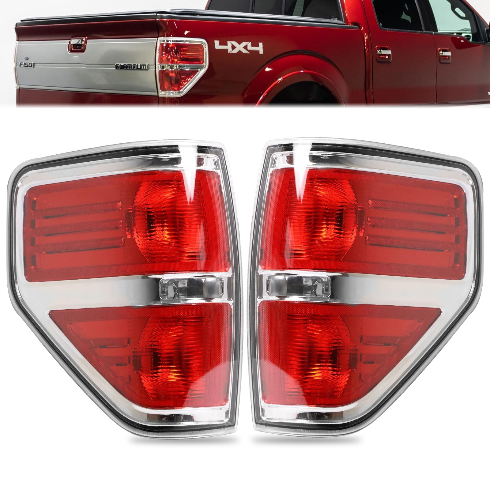 Photo 1 of ***PARTS ONLY*****SEE NOTES****Tail Lights Compatible With 2009-2014 Ford F150 Red Rear Left and Driver Side Taillights W/O bulb Replace BL3Z13405B BL3Z13404B