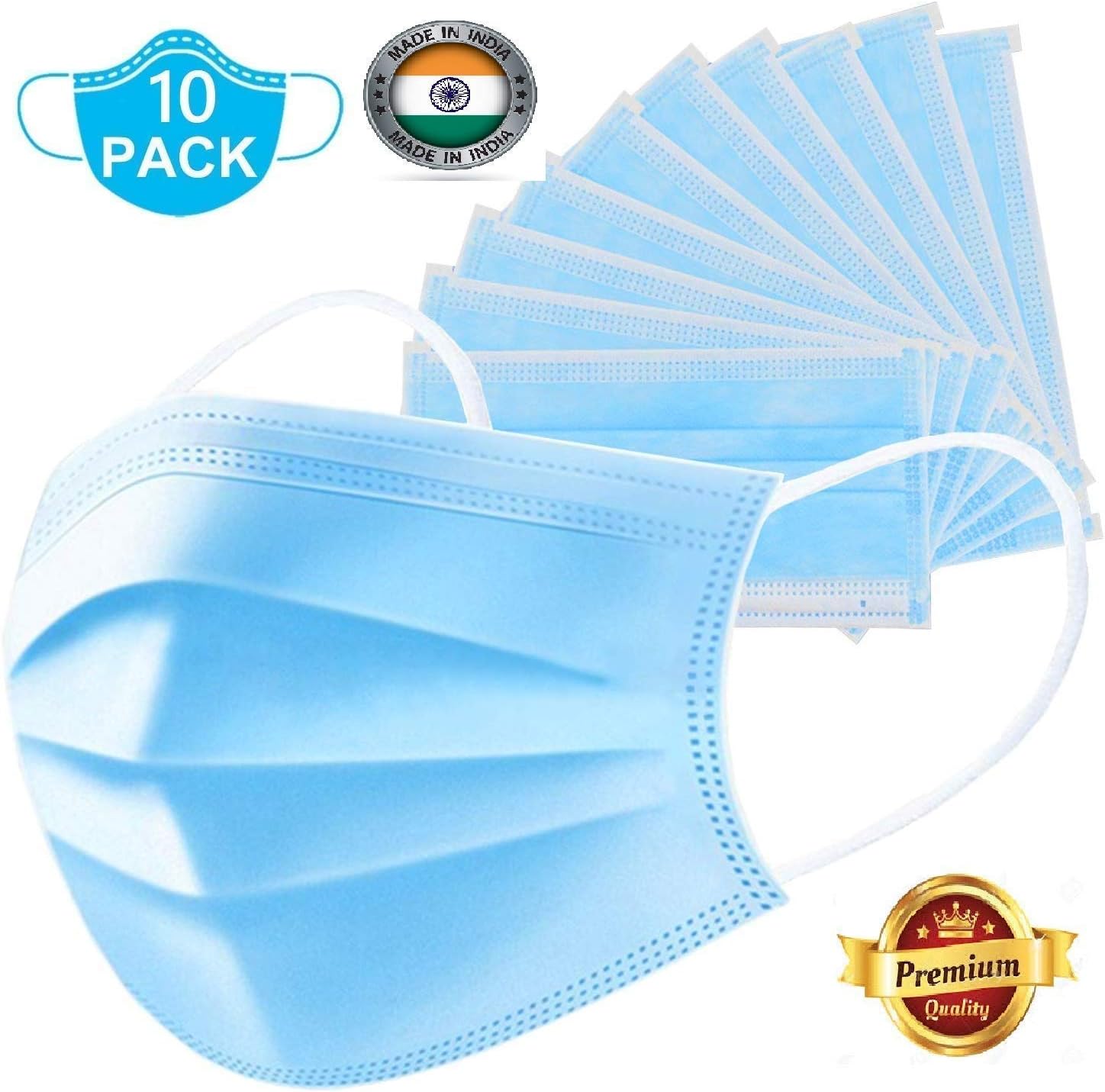 Callas 3 Layered Disposable Dust Mask With Ear Loop and Nose Pin (Masks_10)
