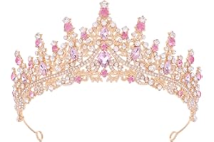 Feltent Pink Tiara for Women Crystal Queen Crowns Rhinestone Princess Tiaras for Women Wedding Headband for Bride Hair Accessories for Halloween Costume Birthday Party Prom Mother's Gifts