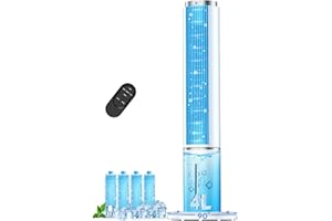 COOLECH 42 INCH Windowless Portable Air Conditioners w/4 Modes & 3 Speeds, 1-Gal Tank for 15H Cooling, 12H Timer, Swamp Cooler Air Conditioner No Window Needed, 90° Oscillating AC Unit for Bedroom