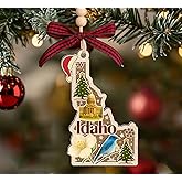 AlvaradoDesign Idaho State Christmas Wooden Ornament - State USA Ornament - Moving to Idaho Gift - Travel Gift - 2 Layer Laser Cut Wooden Ornament
