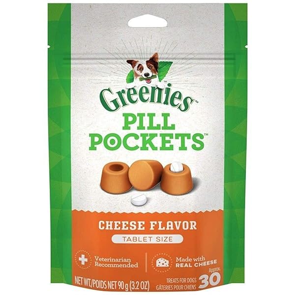 GREENIES PILL POCKETS CHEESE FLAVOR TABLET SIZE NATURAL SOFT DOG TREATS, 3.2 OZ., COUNT OF 30