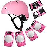 Lamberia Kids Bike Helmet Adjustable Toddler Helmet with Kids Protective Gear Set Knee Pads Elbow Pads Wrist Guards for Ages