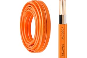 YDDECW 10/2 NM-B Wire with Ground - 10FT 10 Gauge Non-Metallic Sheathed Cable Pure Copper 10 AWG 2 Conductor Residential Indoor Wire for Outlets, Switches and Other Loads etc.