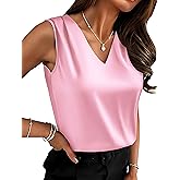 Mawor Womens Silk Satin Summer Camisole Tank Tops Trendy Sleeveless V Neck Blouses Dressy Casual Business Shirts