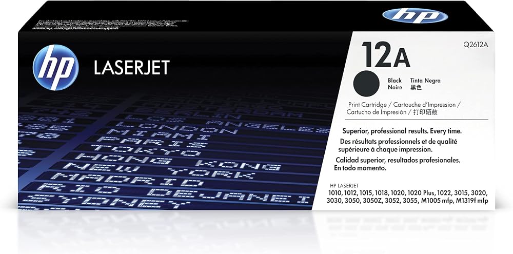 HP 12A Q2612A Black Original LaserJet Toner Cartridge, 2000 Page Yield
