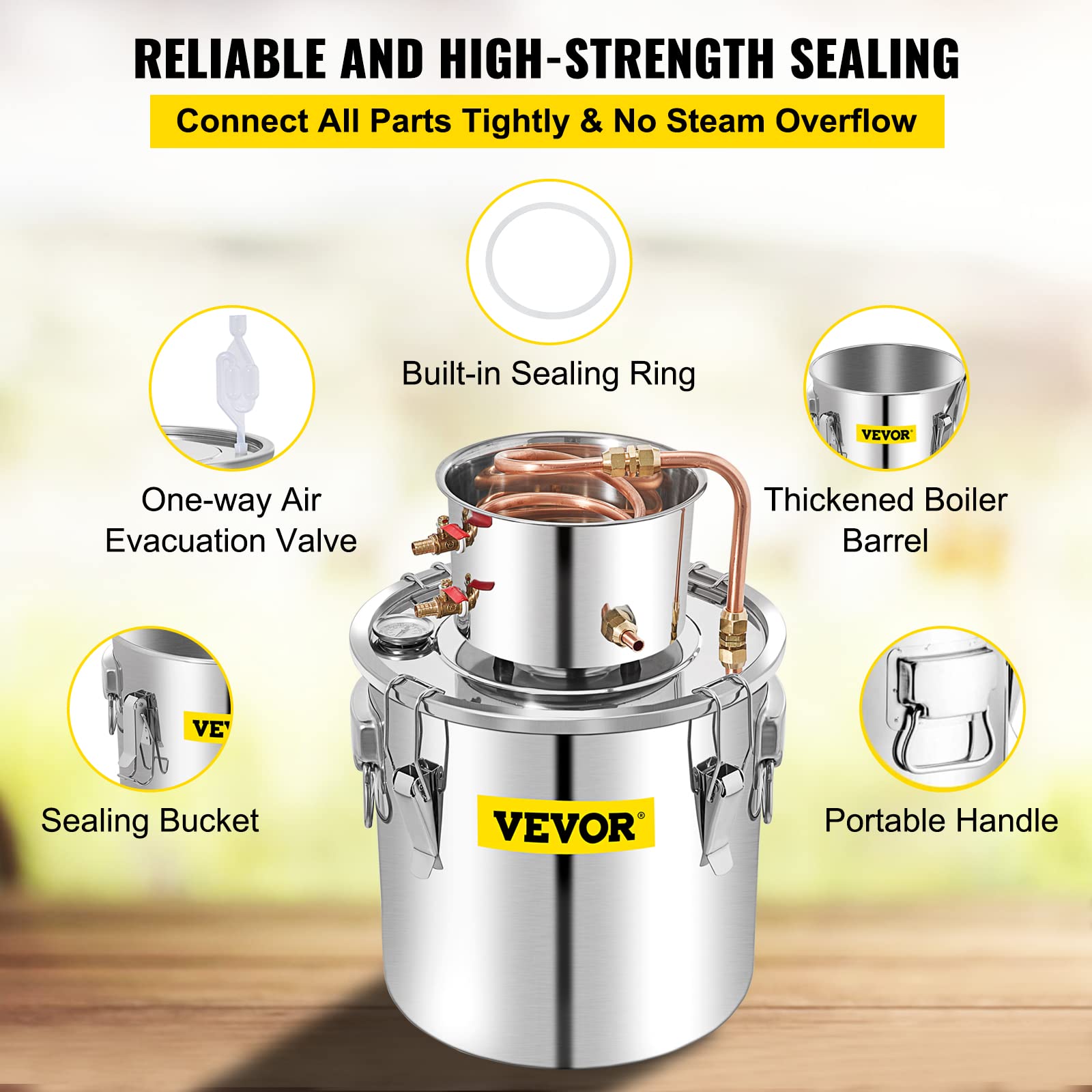 13.2 Gallon Alcohol Still - Stainless Steel Distiller With Copper Tube & Water Pump