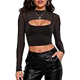 Zando Sheer Bolero Shrug for Women - Mesh Crop Tops Open Front Sexy Rave Outfits Long Sleeve Workout Top Beach Arm Cover Up
