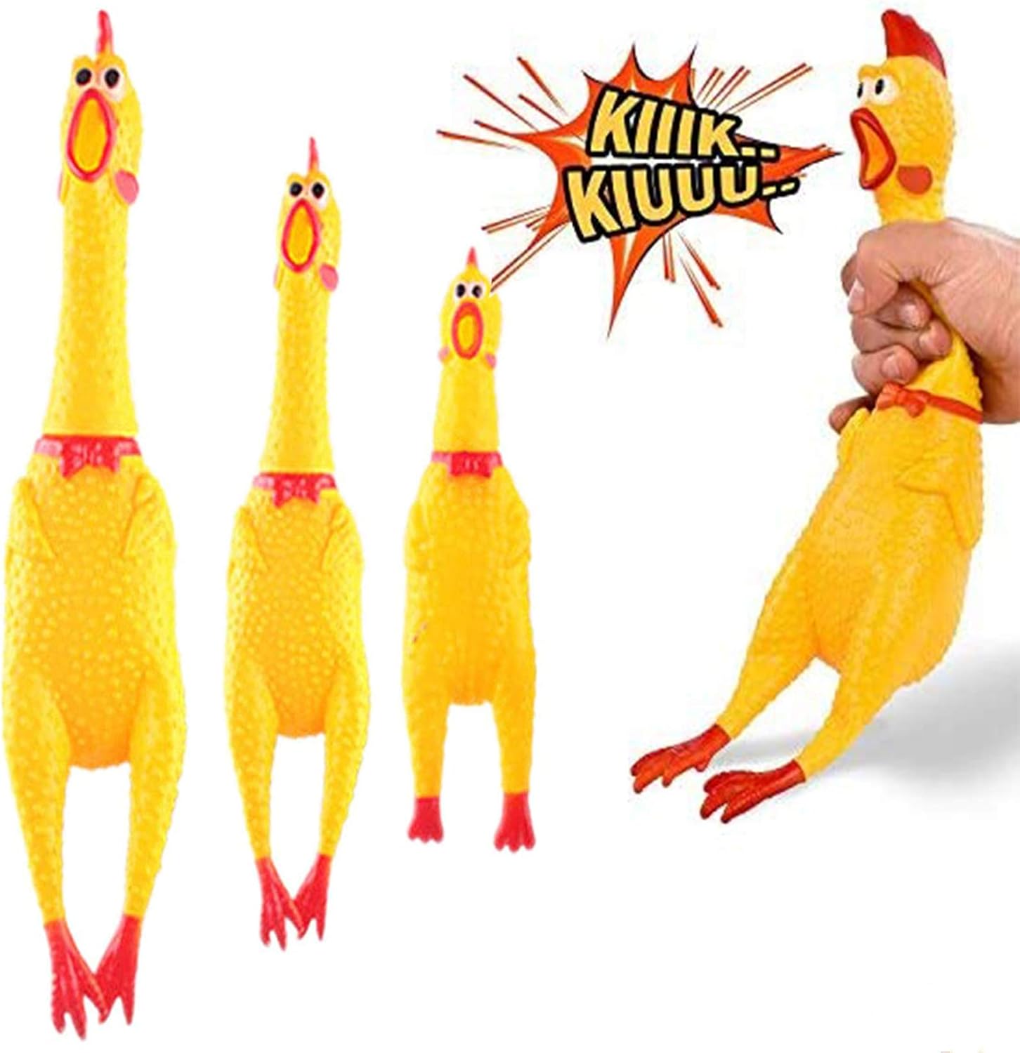 3PCS Squeaky Chicken Rubber Dog Toy,Interactive Dog Toy for Small to