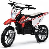Blitzshark 36V 650W Kids Electric Dirt Bike Off-Road Motocross Ultra Powerful Motorcycle, with 17 MPH MAX Speed, Rubber Tire,Twist Grip Throttle, Dual Suspension &amp; Brakes, Leather Seat, SRK-MC20 Pro