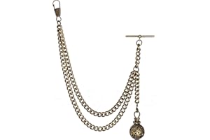 Holy Sins Jewellery Handmade in The UK Bronze Colour Albert Pocket Watch Chain with Hollow Pendant