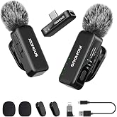 Wireless Lavalier Microphone for iPhone &amp; Android, 2 Mics 1 Receiver, 262FT Long Range Wireless Lapel Mic, AI Noise Cancellation, 90% Noise Reduction, 48kHz/24bit Audio, for YouTube, TikTok, Vlog