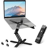 MOALLIA N86 360 Rotating Laptop Stand for Desk with Locking Knobs, Black | Aluminum Ergonomic Riser, Adjustable Height &amp; Angle for Collaborative Work, Foldable, Fits MacBook &amp; Laptops up to 16 Inches
