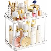 Yieach 2 Tier Bathroom Counter Organizer,Tiered Bathroom Organizer for Makeup,Perfume,Beauty Products,Skincare Organizers Shelf,Vanity Storage Tray for Bedroom,Spice Racks for Kitchen Corner,Rectangle