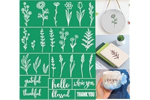 Alinacutle Florals Reusable Silk Screen Stencils, Self-Adhesive Silkscreen Printing Stencil for Home Decor,Paint on Wood/Fabric/Wall/Cup/Plate/Glass/Paper 8.5" x 11"