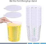 CANOPUS 72oz Paint Mixing Cups Set of 12 with 3 Lids – Clear Graduated Cups view 2